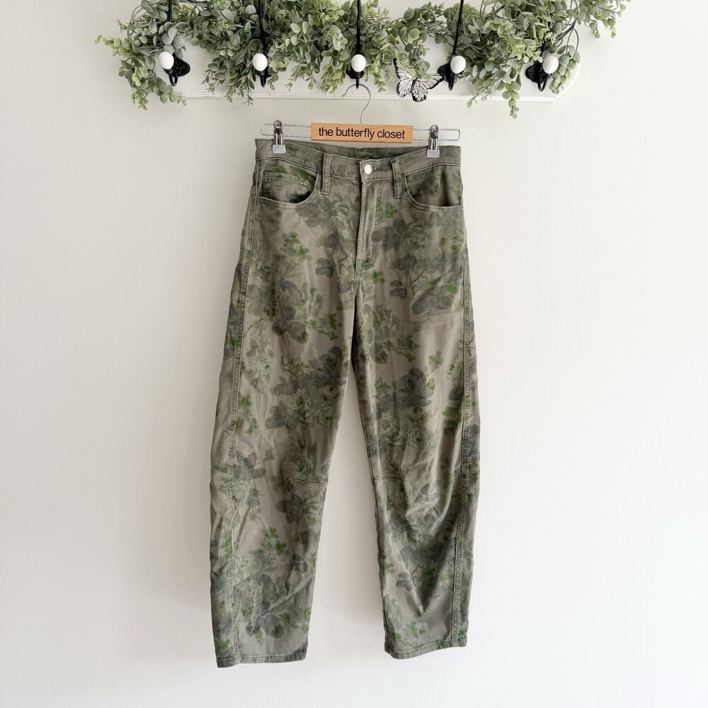 Gap Green Floral Barrel Leg Jeans baggy loose trendy size 6 nn5830